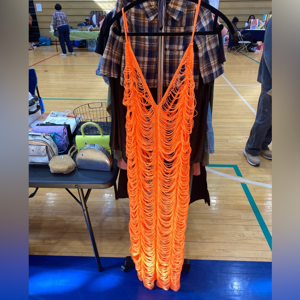 Shein Orange Beach Coverup Dress Night Out Dress Sheer size 3X